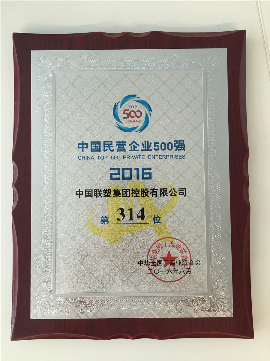 2016中國民營企業(yè)500強(qiáng)第314位